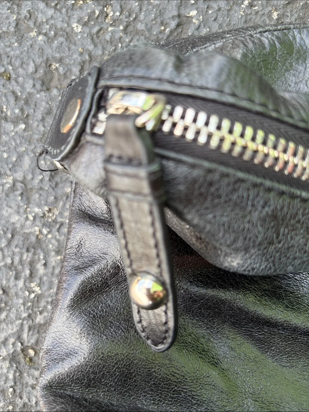HOBO Black Leather Hobo Shoulder Bag with Front Zip